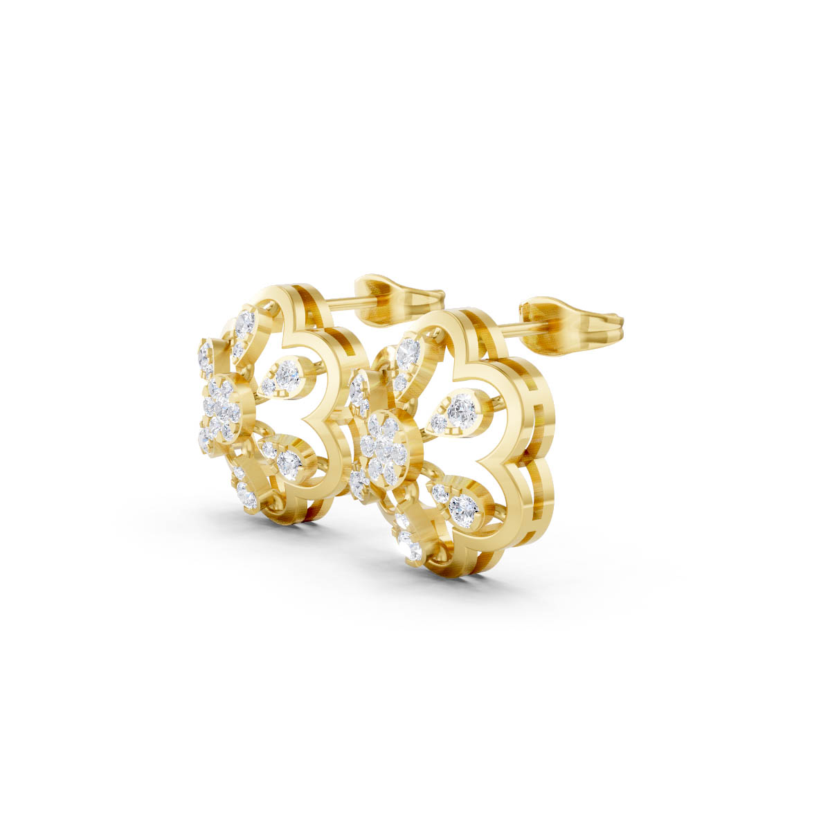 Bloom Diamond Gold Studs view 2
