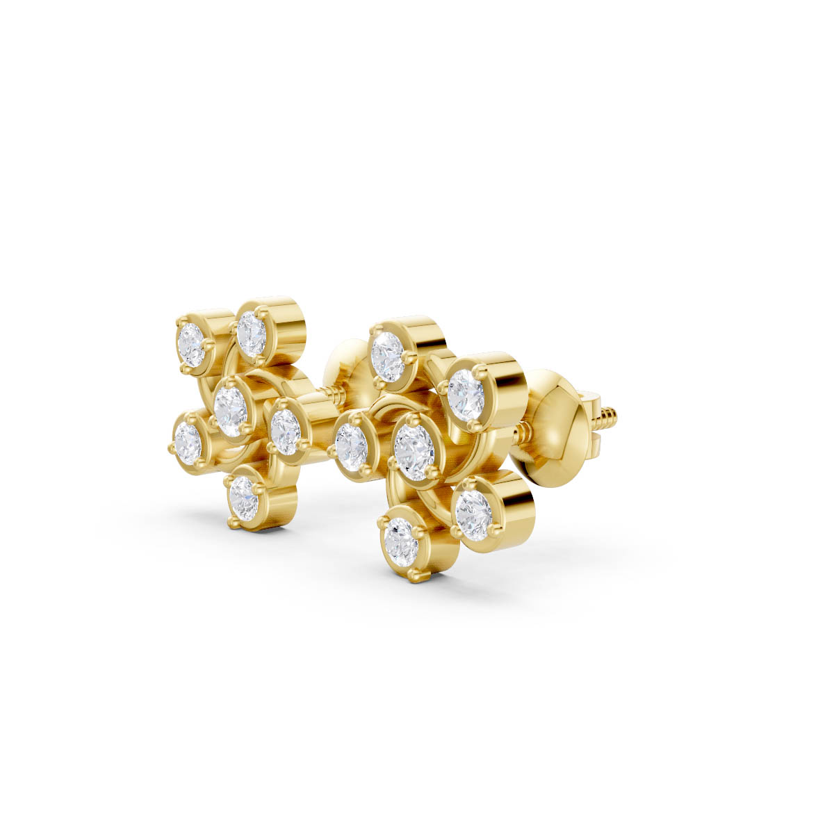 Golden Swirl Diamond Studs view 2