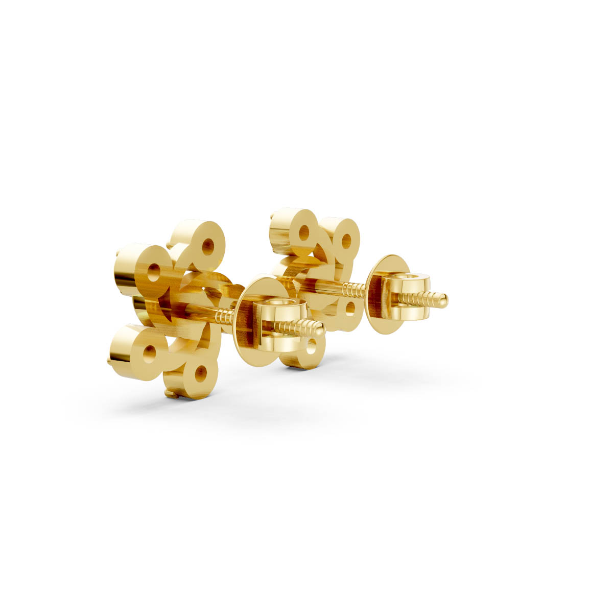 Golden Swirl Diamond Studs view 3