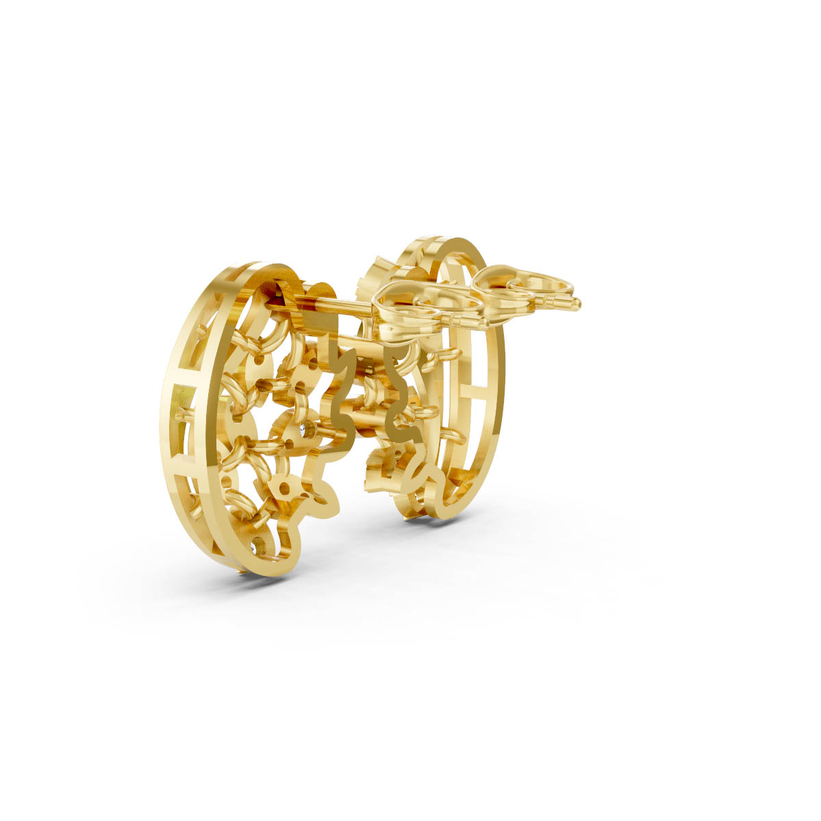 Golden Vine Diamond Studs view 3