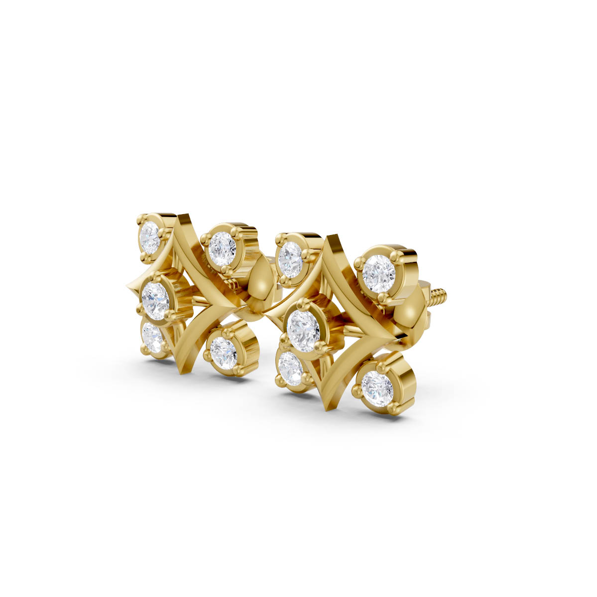 Radiant Star Diamond Studs view 2