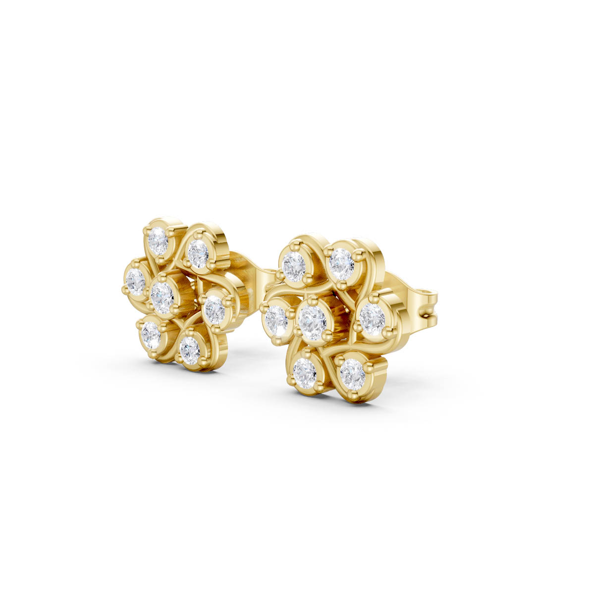 Blooming Diamond Flower Studs view 2