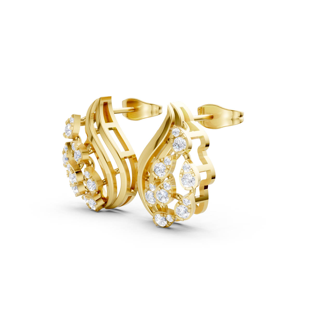 Golden Cascade Diamond Studs view 2