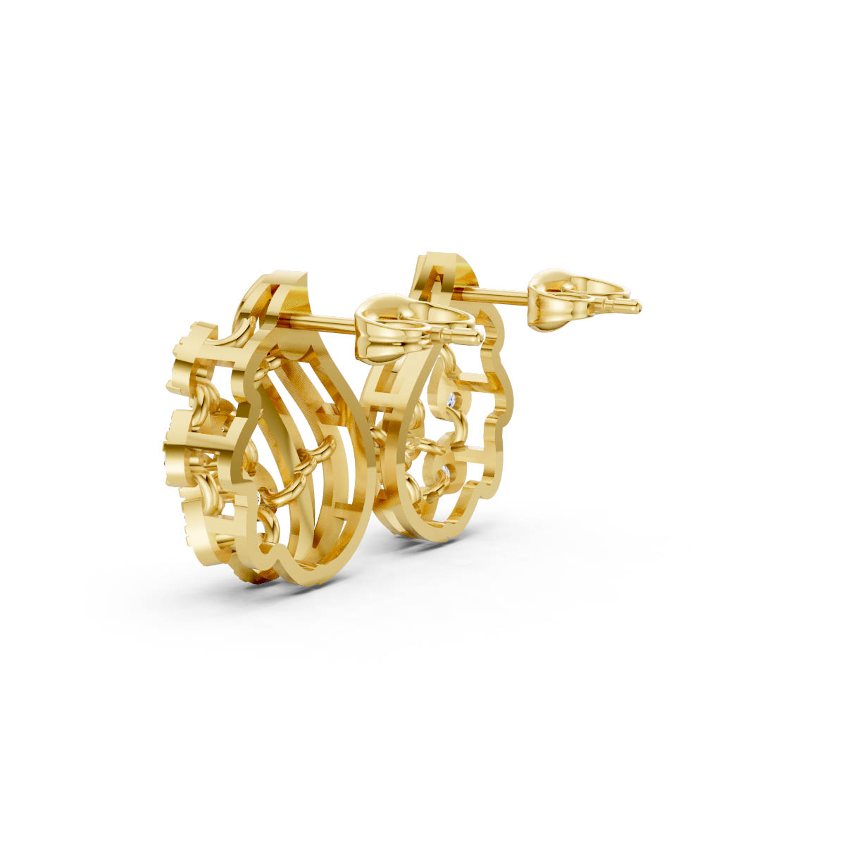 Golden Cascade Diamond Studs view 3