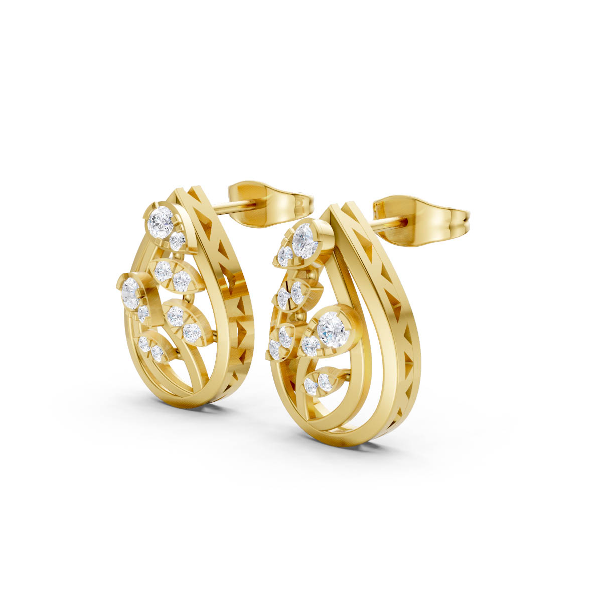 Elegant Teardrop Diamond Studs view 2