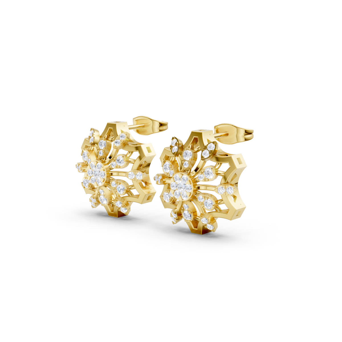 Radiant Floral Diamond Studs view 2