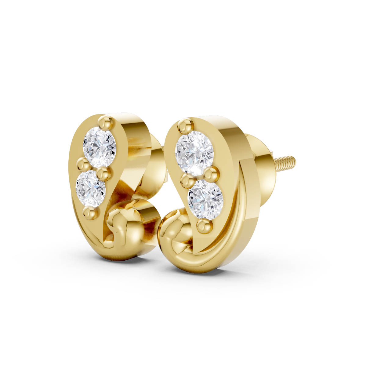 Golden Swirl Diamond Studs view 2