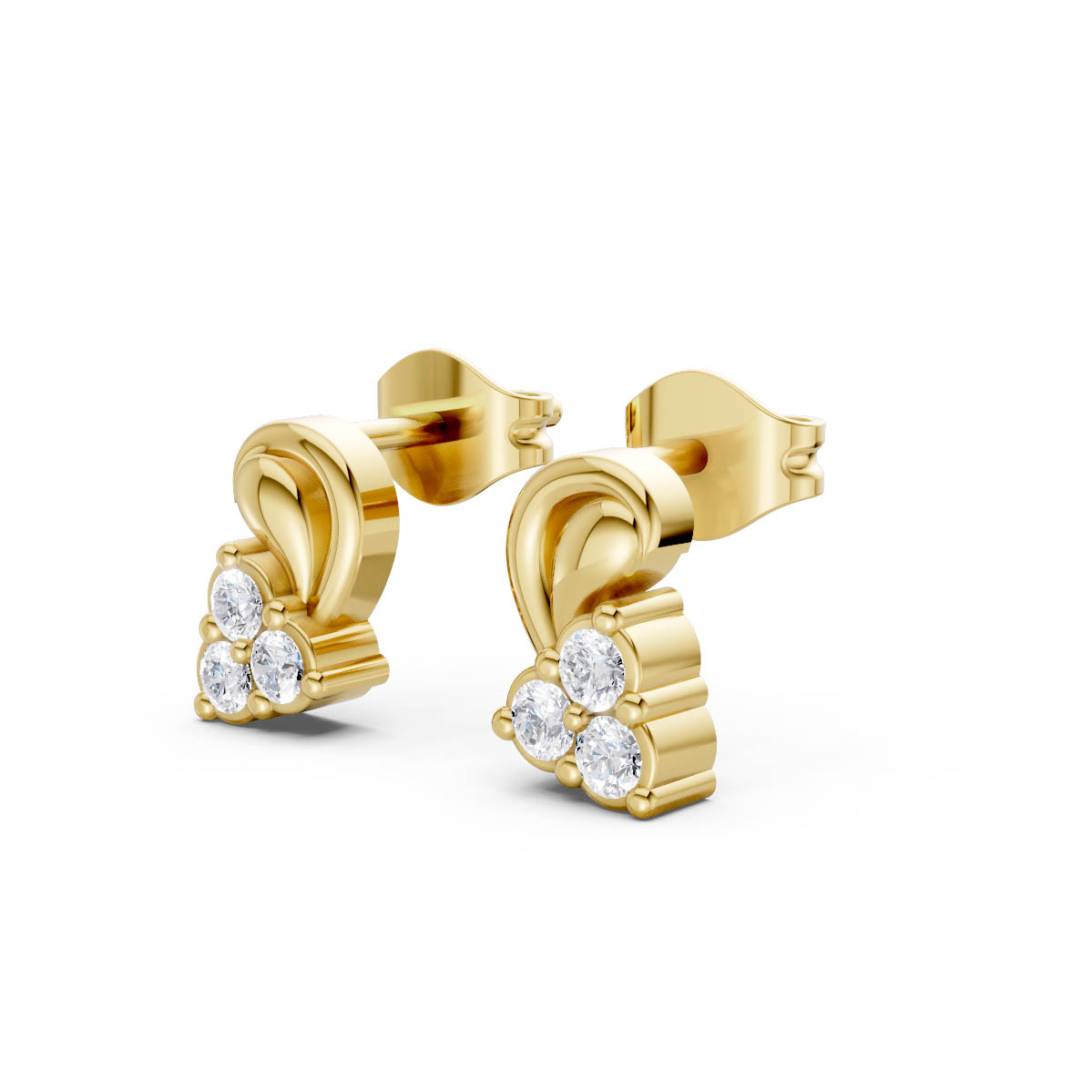 Golden Bloom Diamond Studs view 2