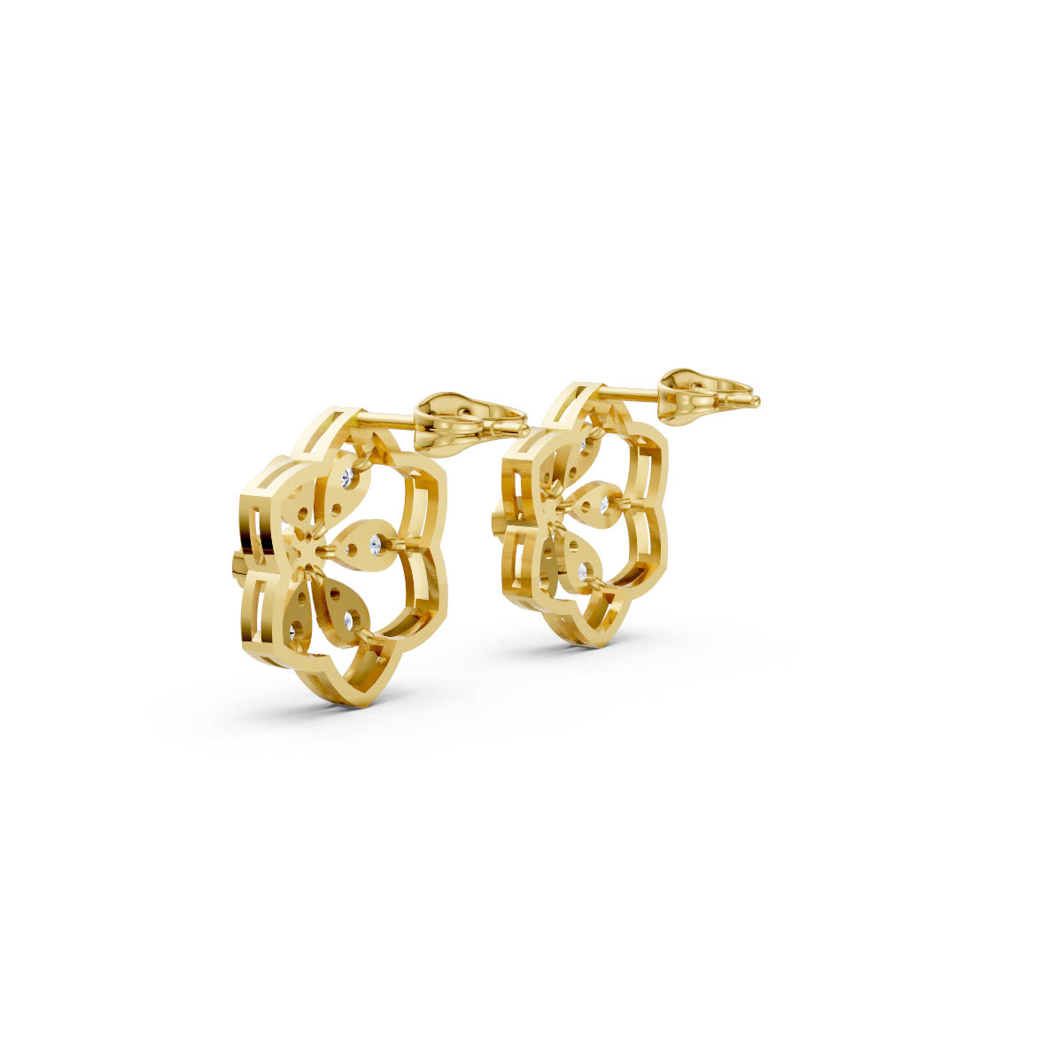 Golden Blossom Diamond Studs view 3