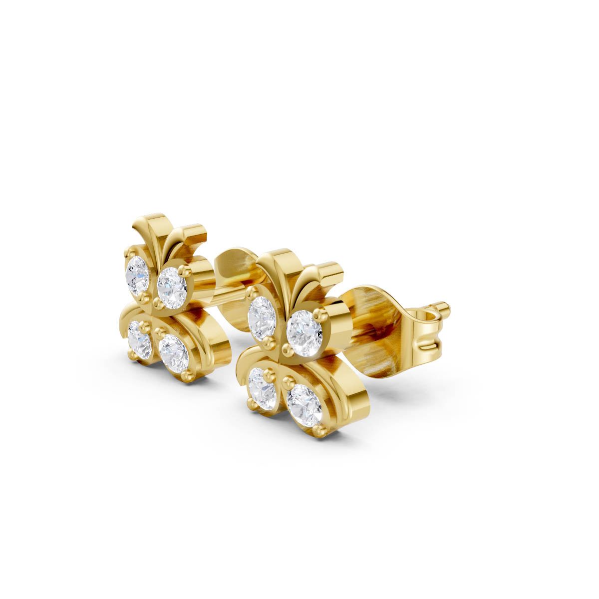 Golden Owl Diamond Studs view 2
