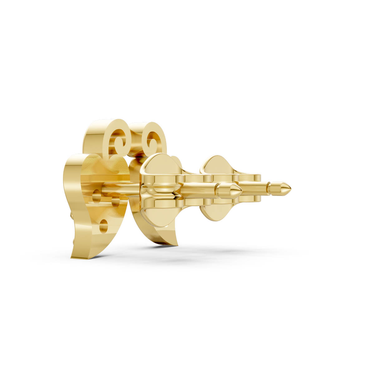 Golden Heart Diamond Studs view 3