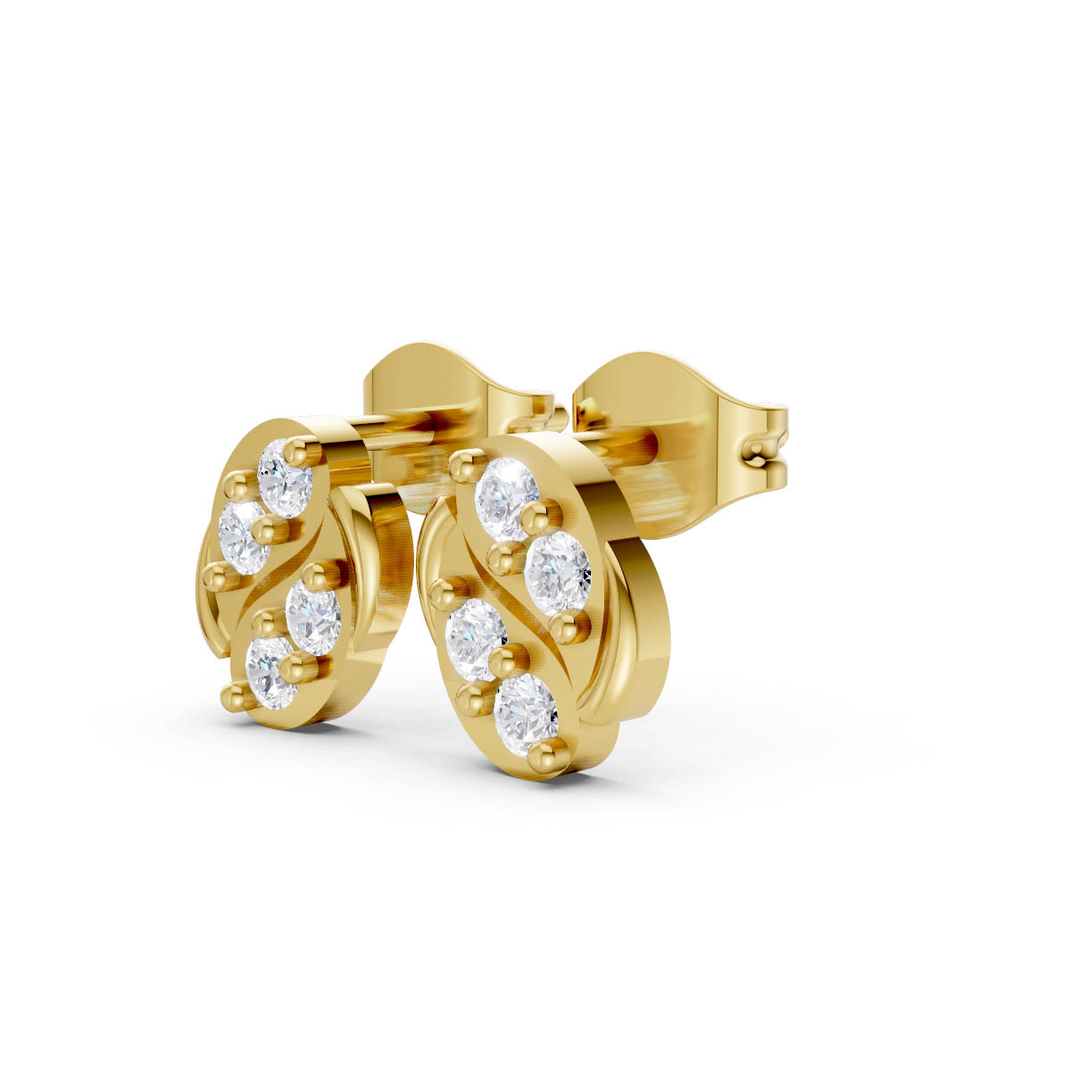 Twisted Diamond Gold Studs view 2