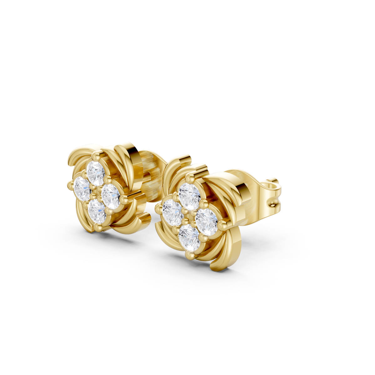 Floral Spark Diamond Studs view 2