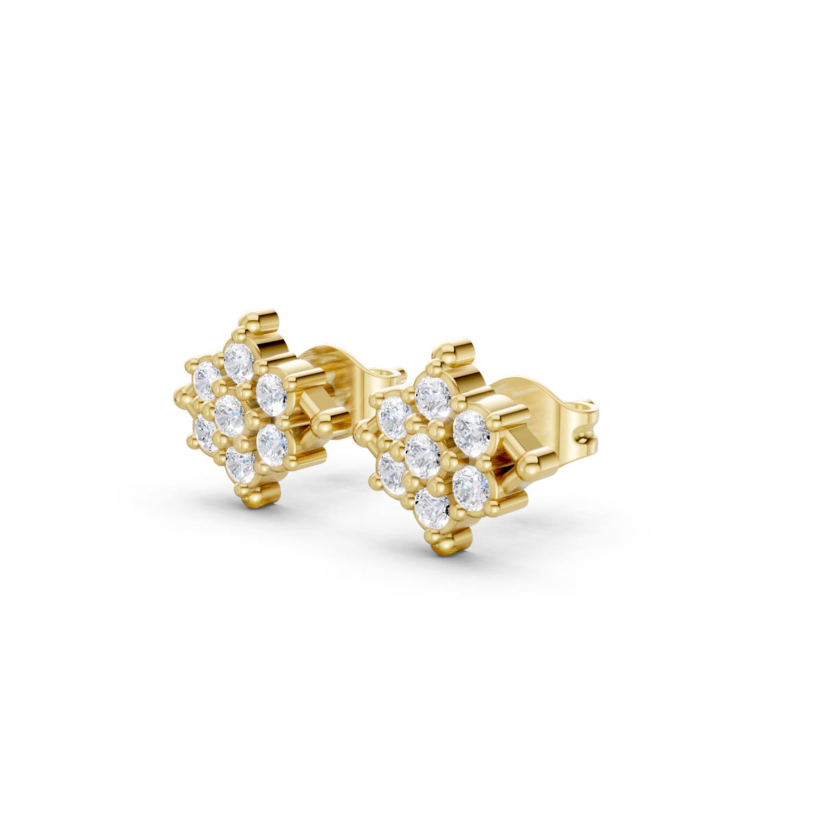 Radiant Cluster Diamond Studs view 2