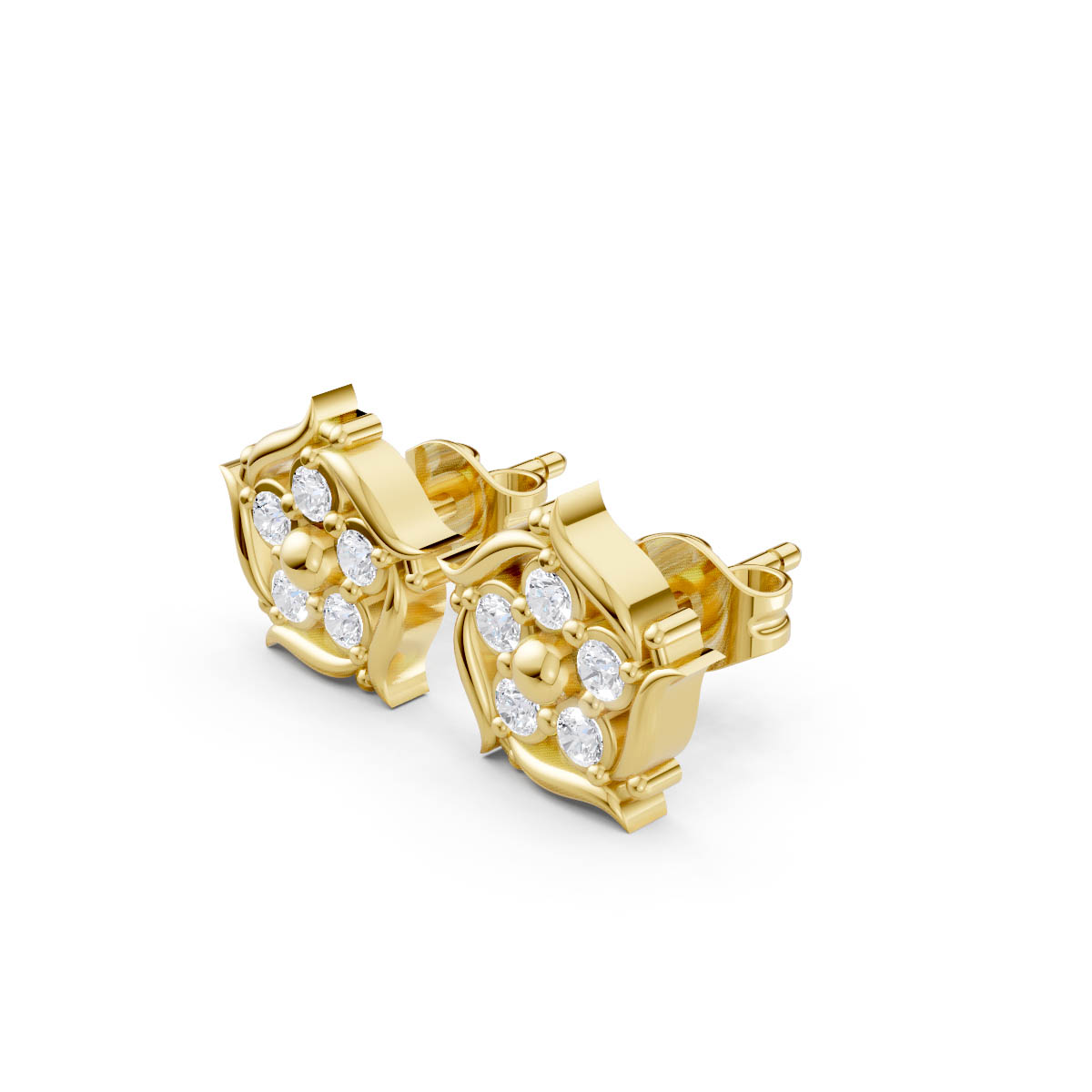 Celestial Bloom Diamond Studs view 2