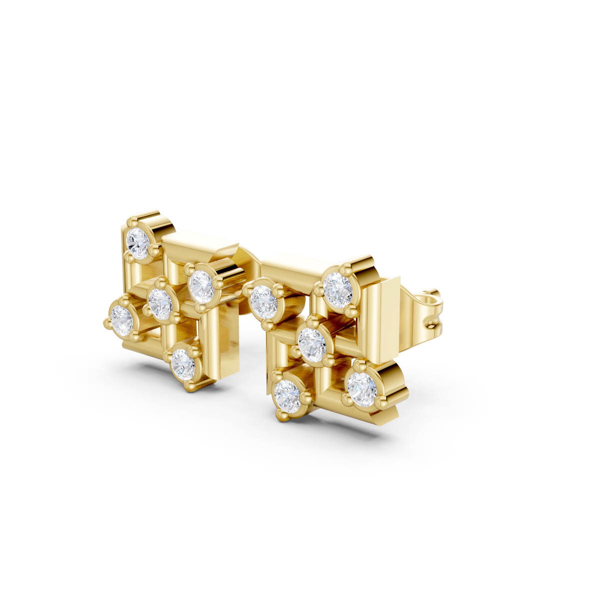 Geometric Glow Diamond Studs view 2
