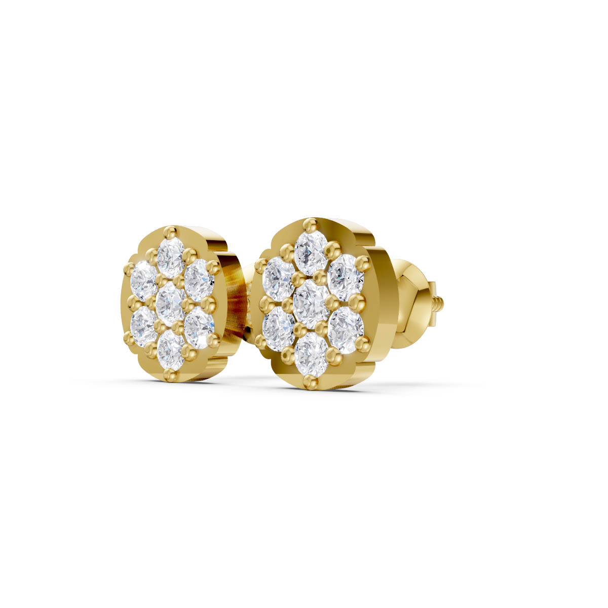 Classic Halo Diamond Studs view 2