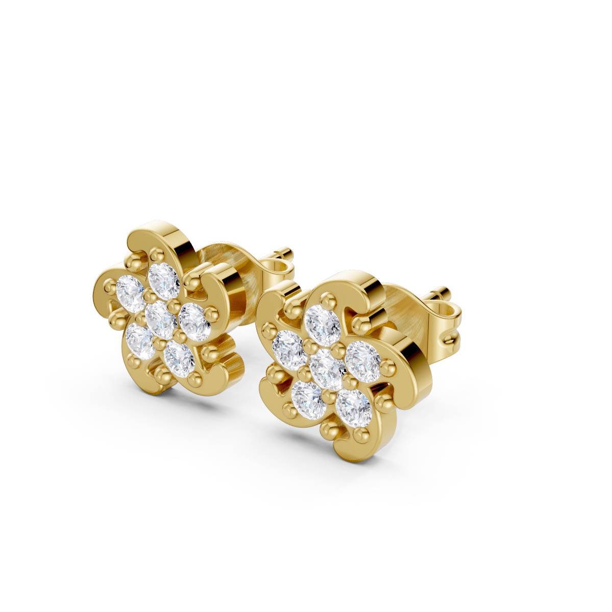 Petal Spark Diamond Studs view 2