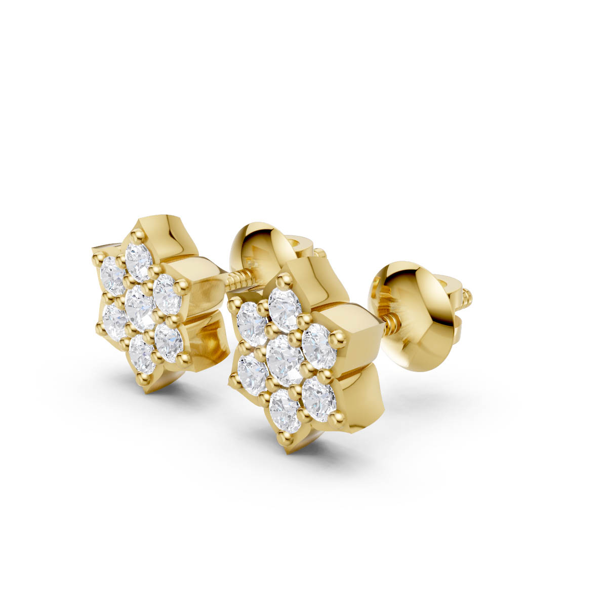 Floral Star Diamond Studs view 2