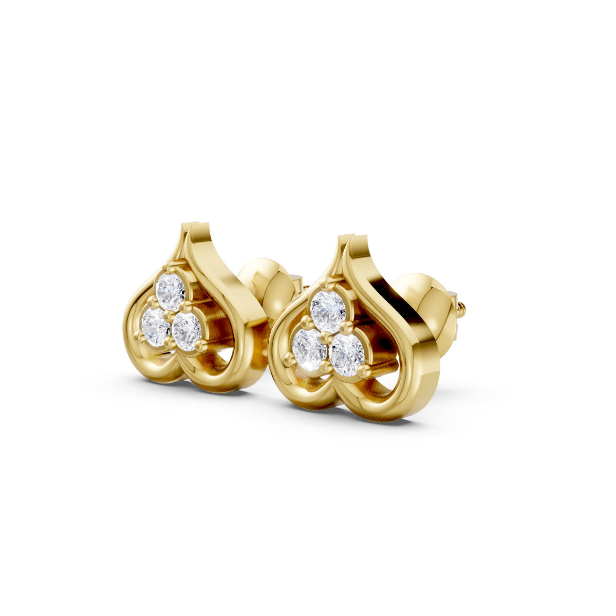 Golden Heart Spark Studs view 2