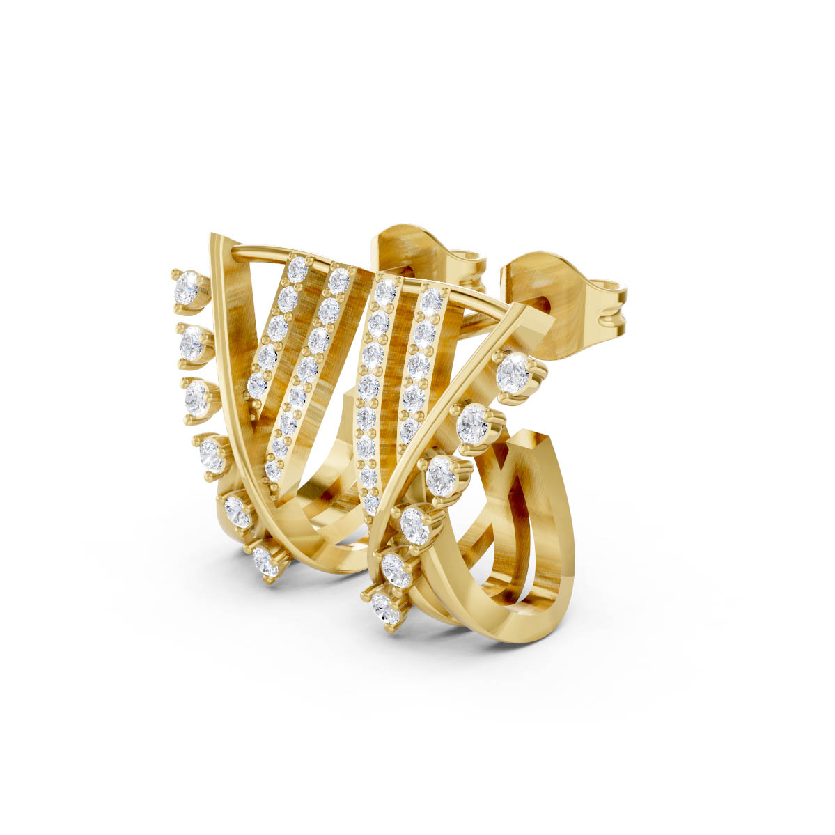 Luxe Cross Diamond Studs view 2