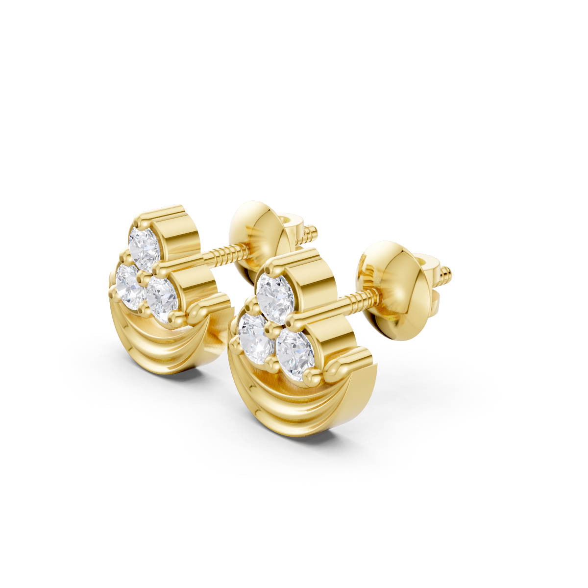 Radiant Arc Diamond Studs view 2