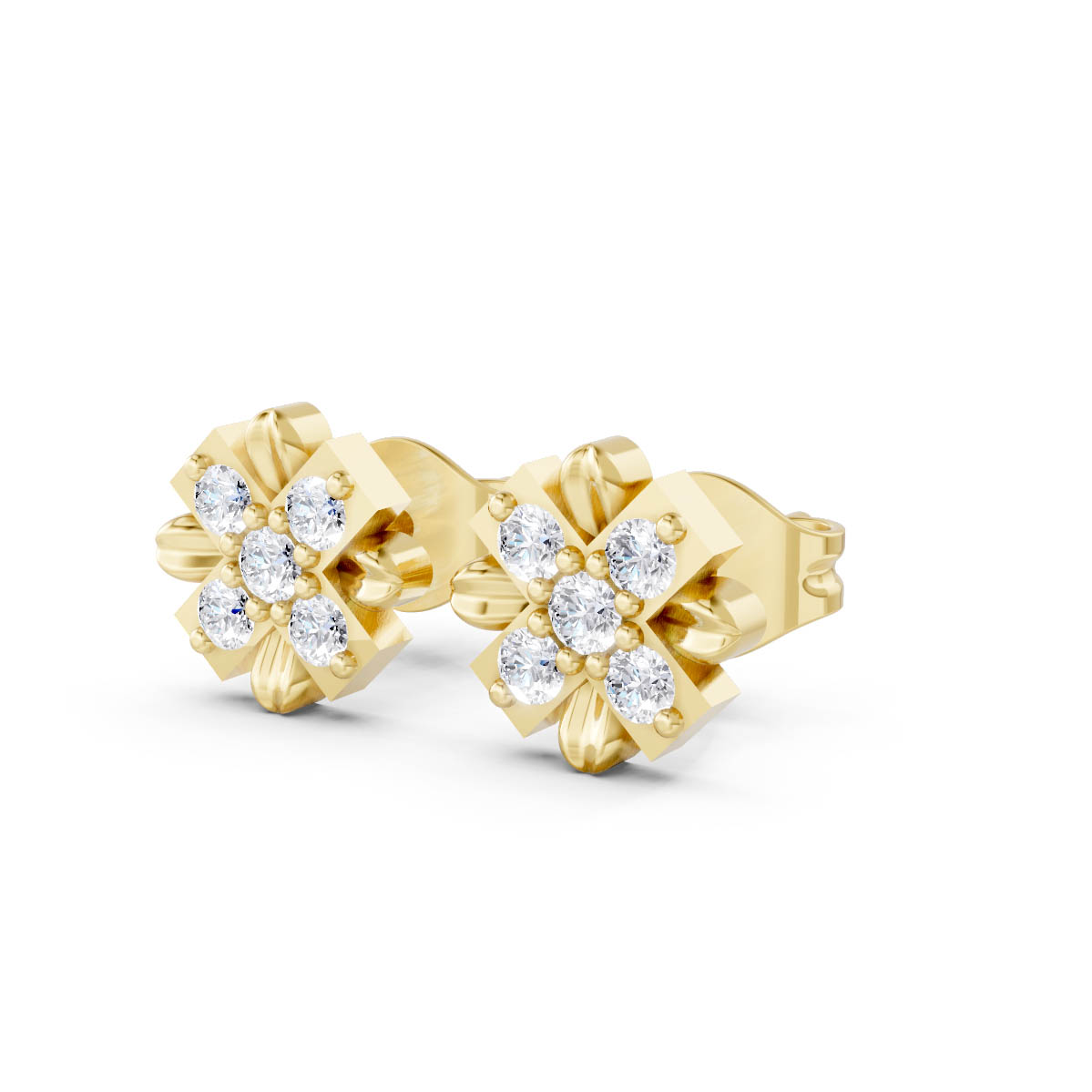 Celestial Bloom Diamond Studs view 2