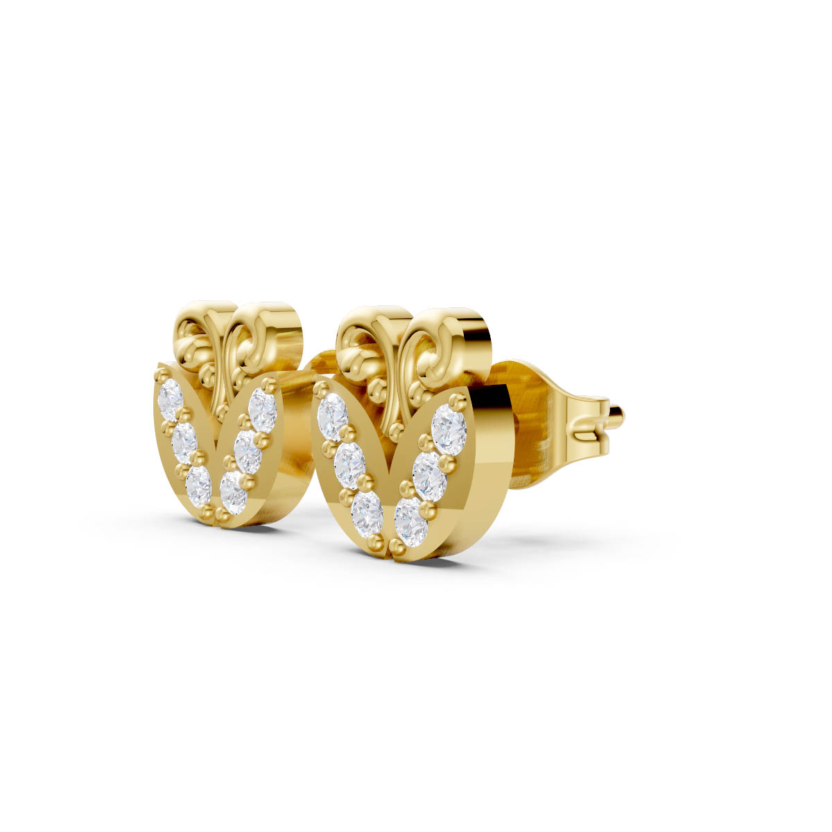 Royal Scroll Diamond Studs view 2