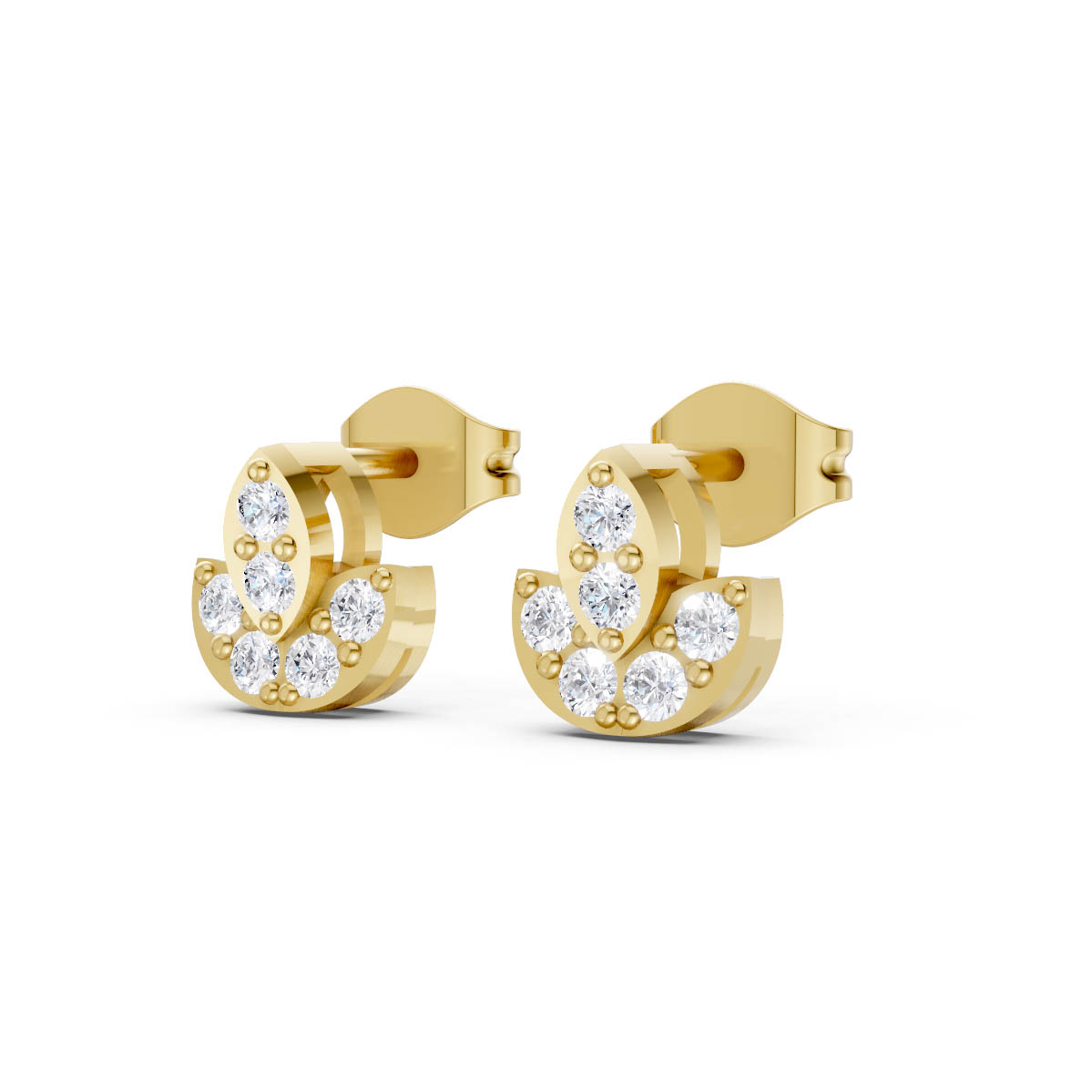 Golden Petal Diamond Studs view 2