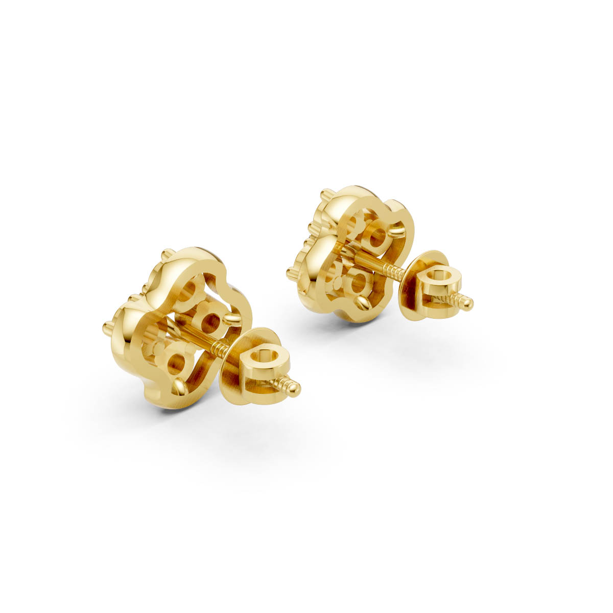Golden Clover Diamond Studs view 3