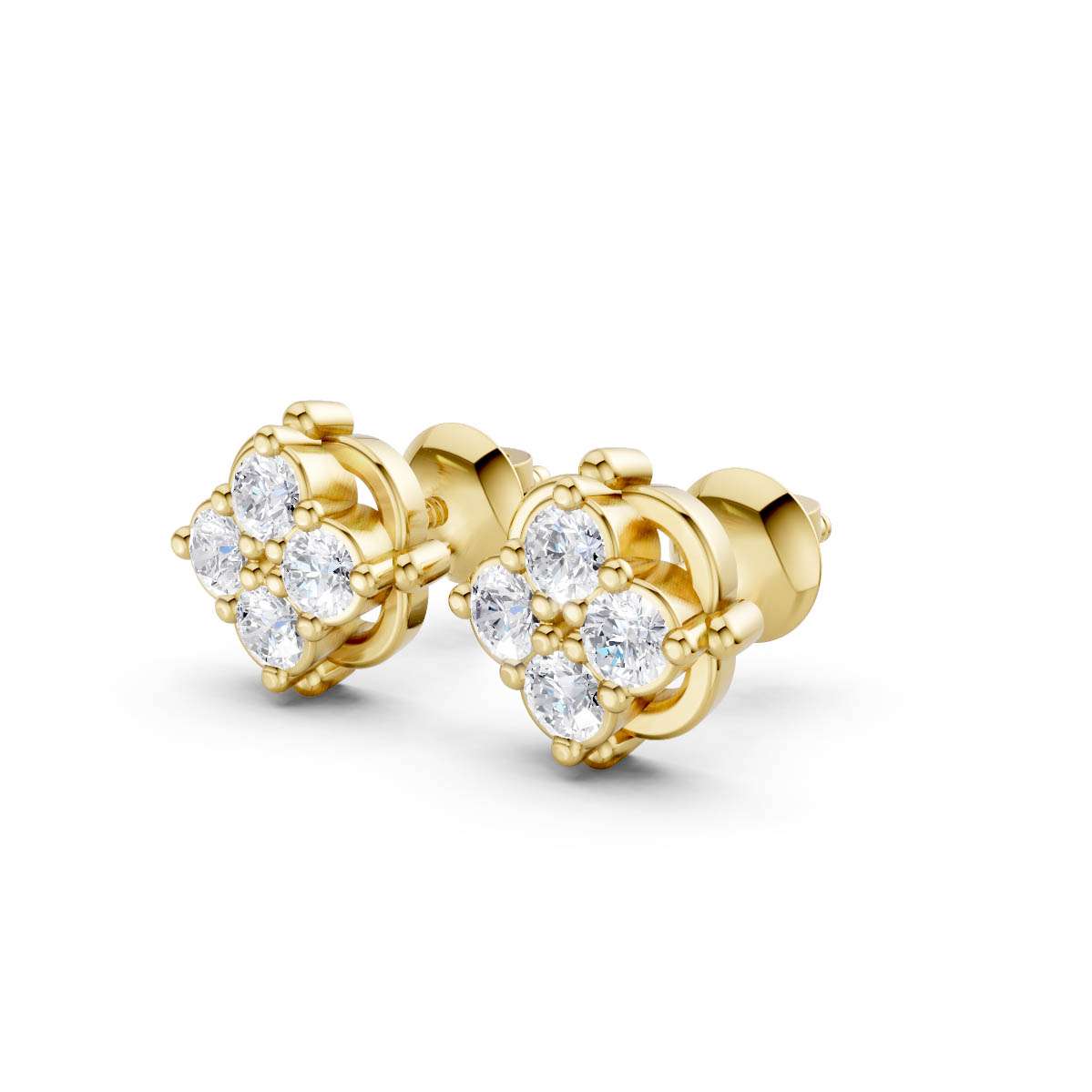 Radiant Floral Diamond Studs view 2