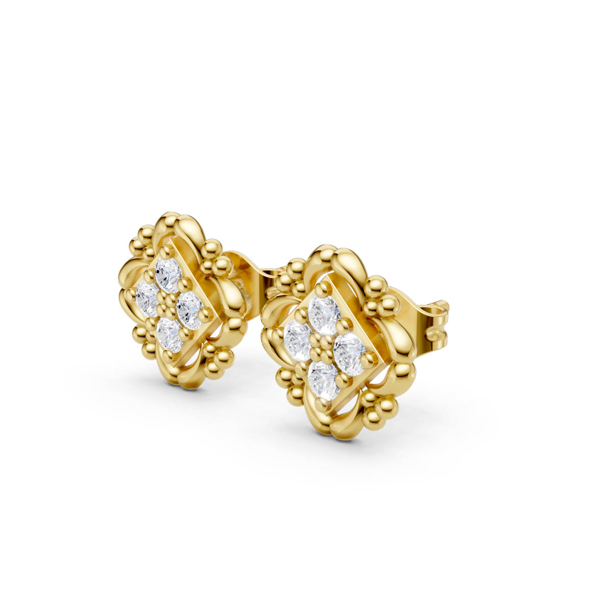Regal Bloom Diamond Studs view 2