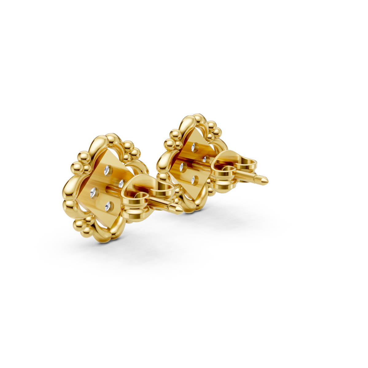 Regal Bloom Diamond Studs view 3