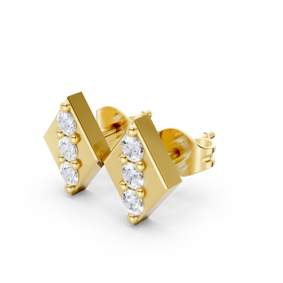 Diamond Kite Gold Studs view 2