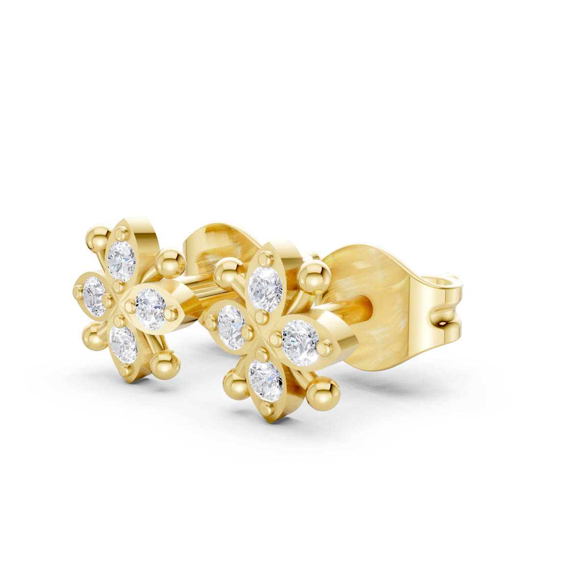 Floral Spark Gold Studs view 2