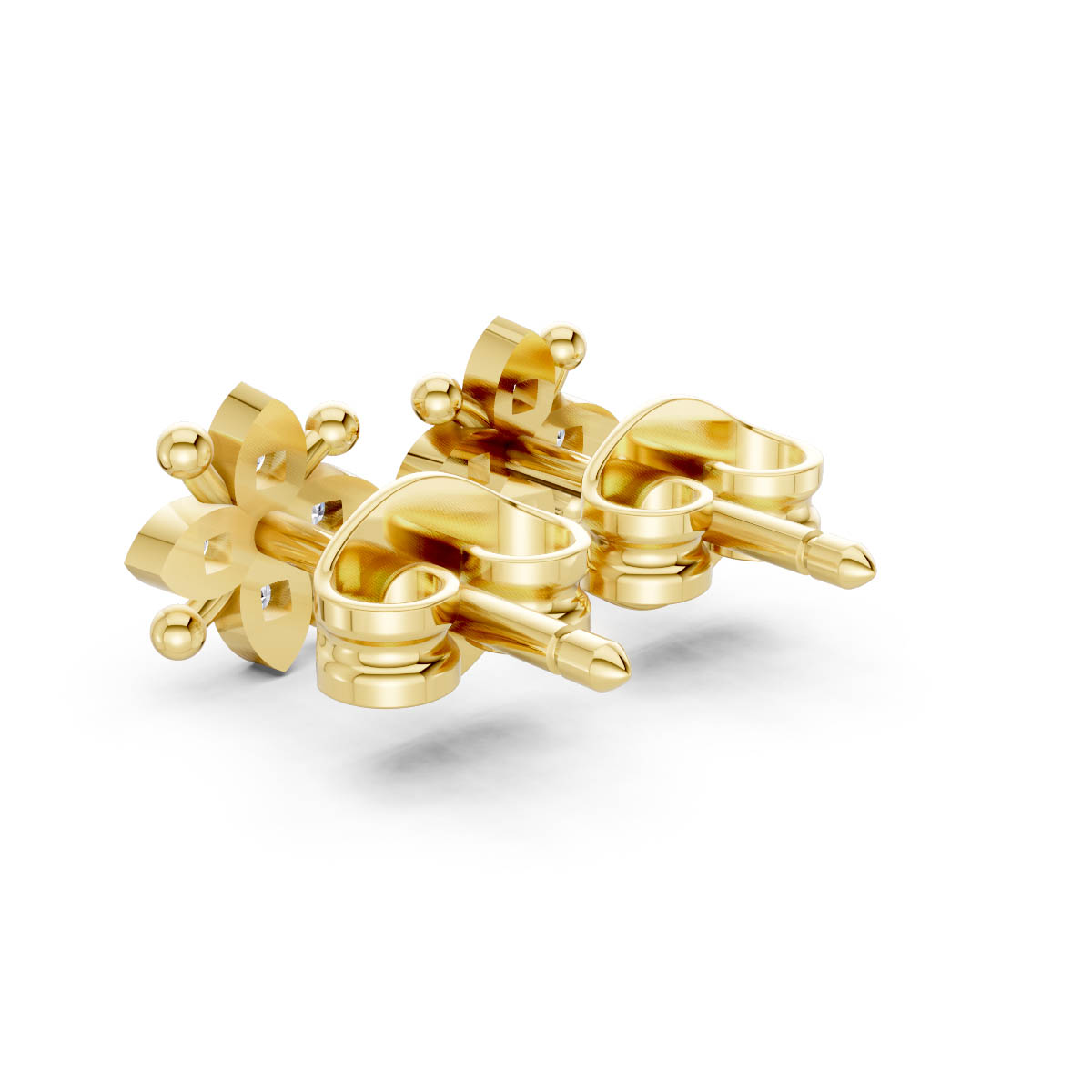 Floral Spark Gold Studs view 3