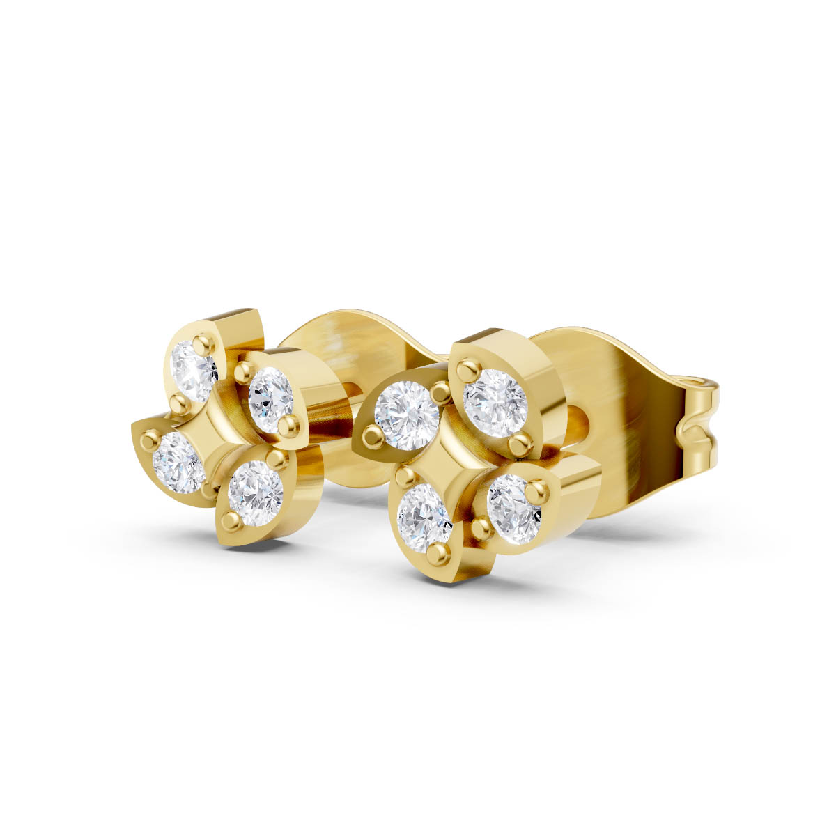 Twinkle Petal Gold Studs view 2