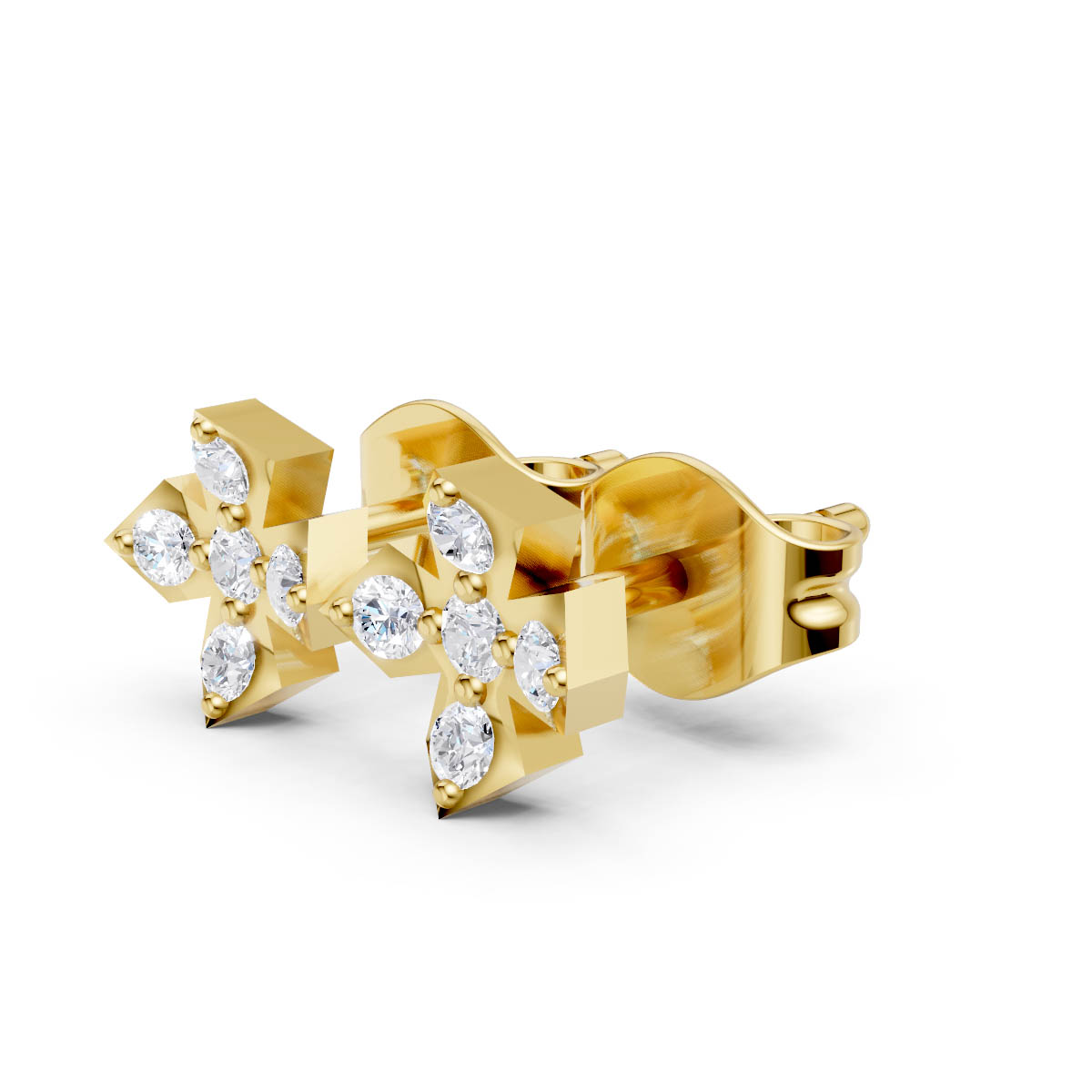 Crosslight Diamond Gold Studs view 2
