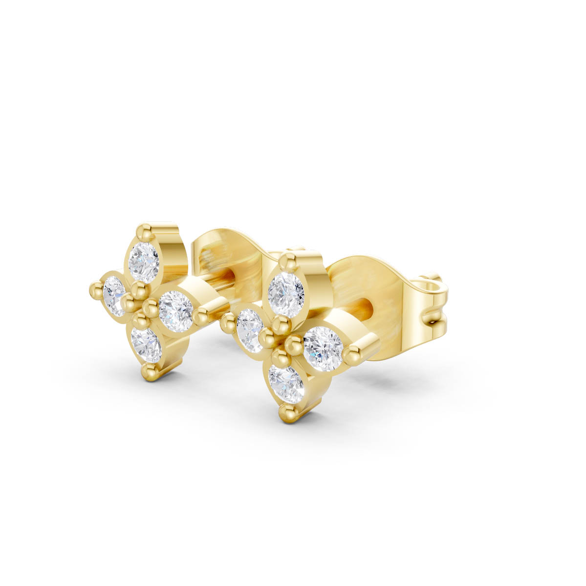 Radiant Floral Diamond Studs view 2