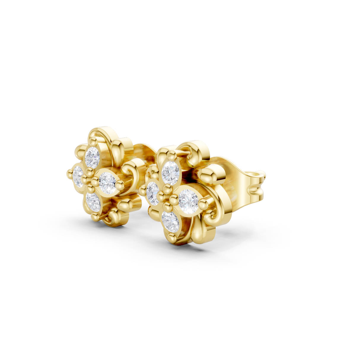 Golden Floral Spark Studs view 2