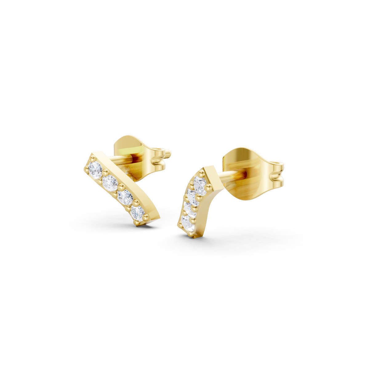Radiant Curve Diamond Studs view 2