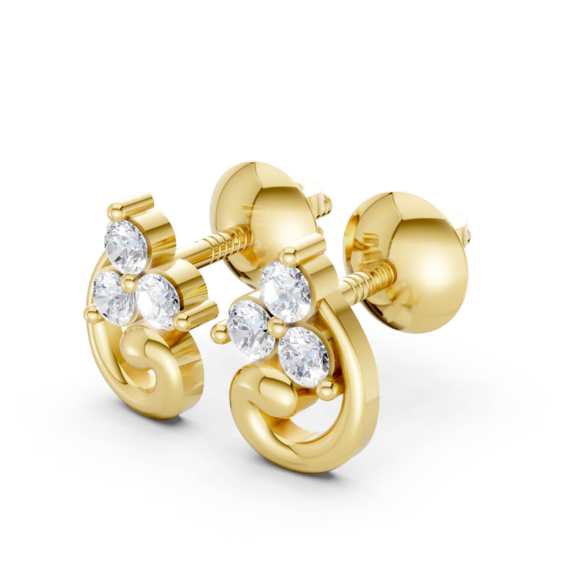 Twisted Spark Gold Studs view 2