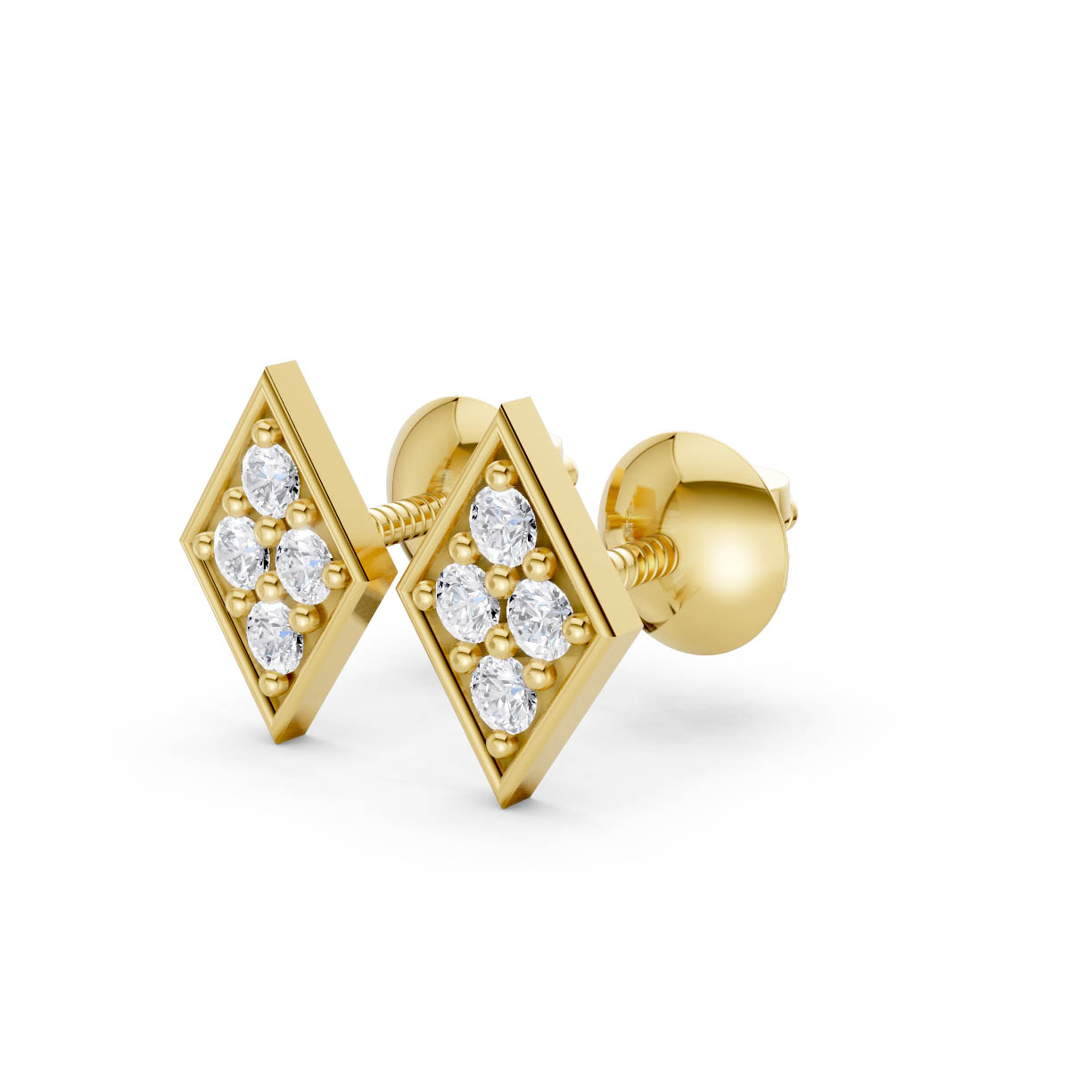 Diamond Crest Gold Studs view 2