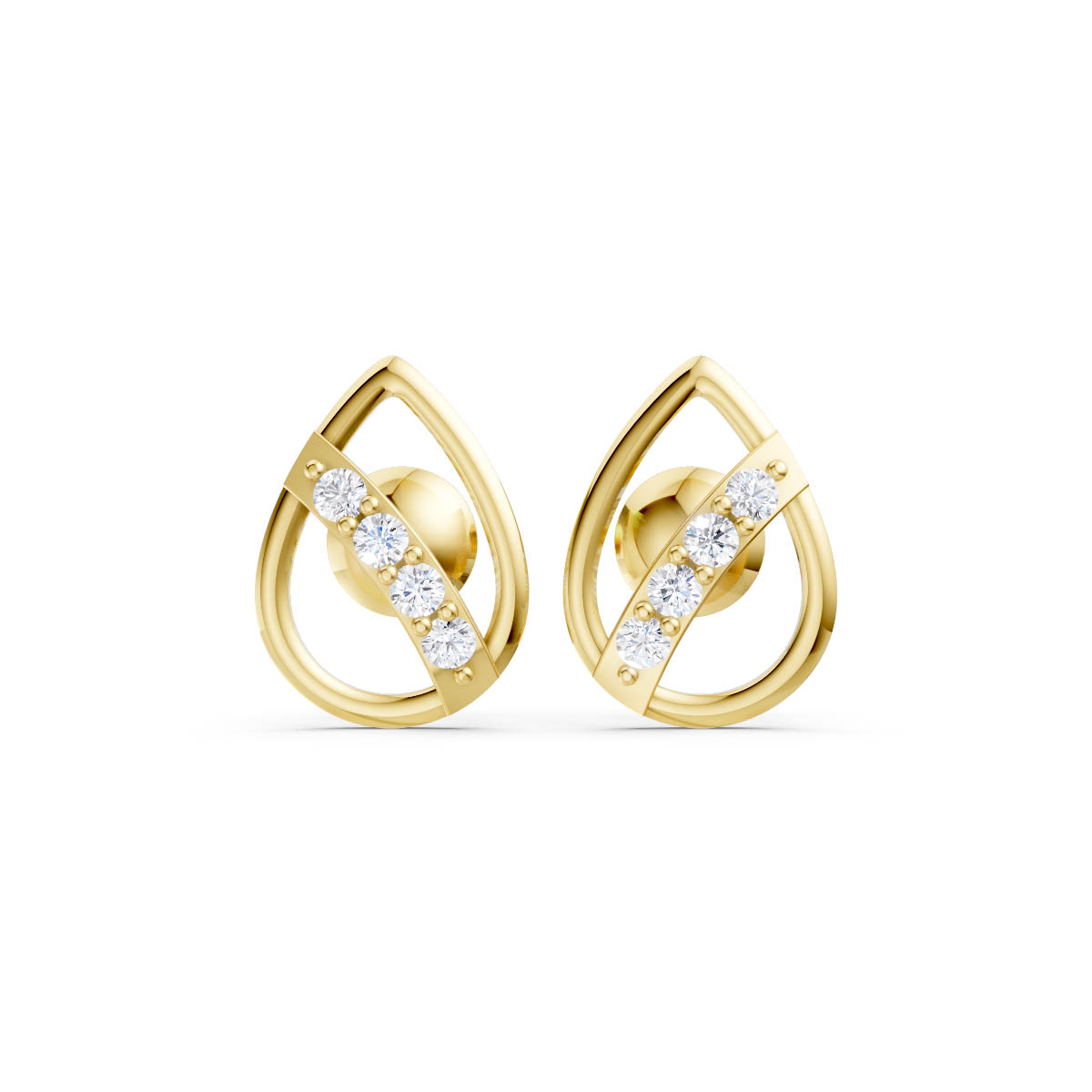 Modern Teardrop Diamond Studs