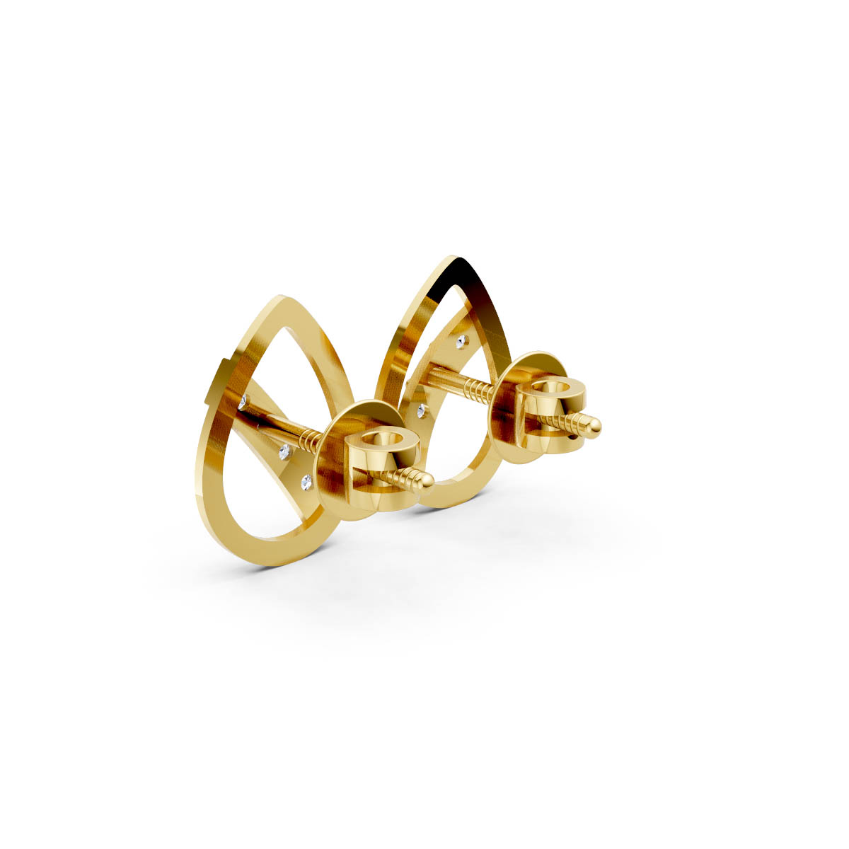 Modern Teardrop Diamond Studs view 3