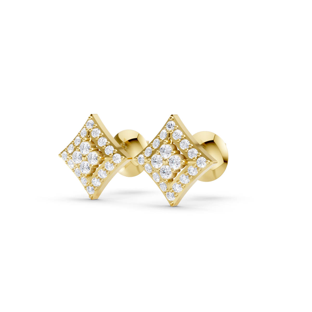 Radiant Diamond Square Studs view 2