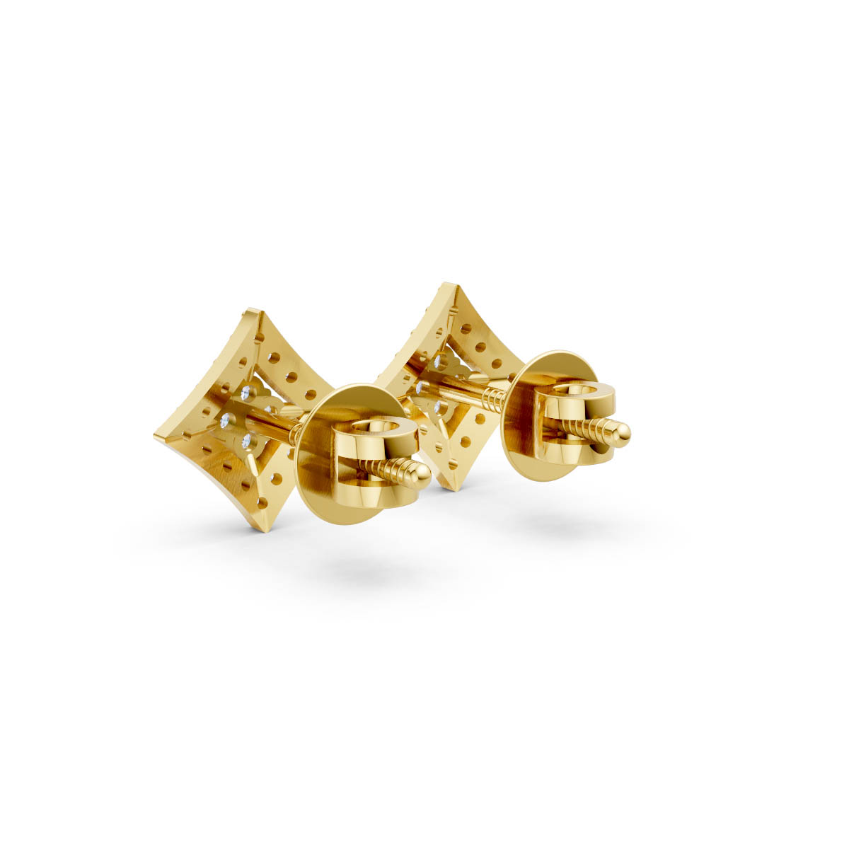 Radiant Diamond Square Studs view 3