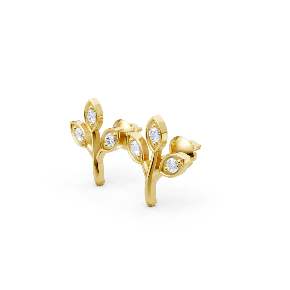 Golden Blossom Leaf Studs view 2