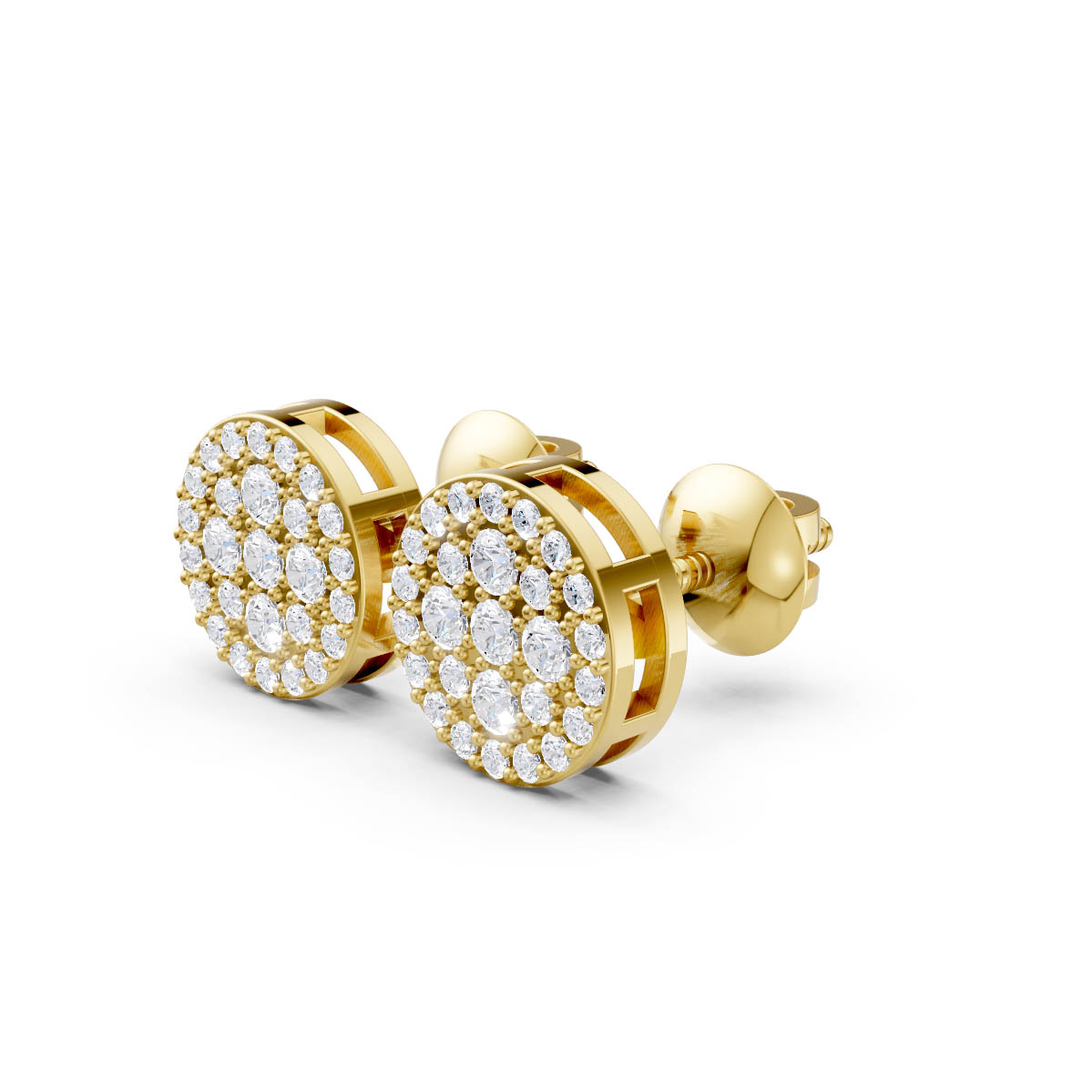 Radiant Circle Diamond Studs view 2