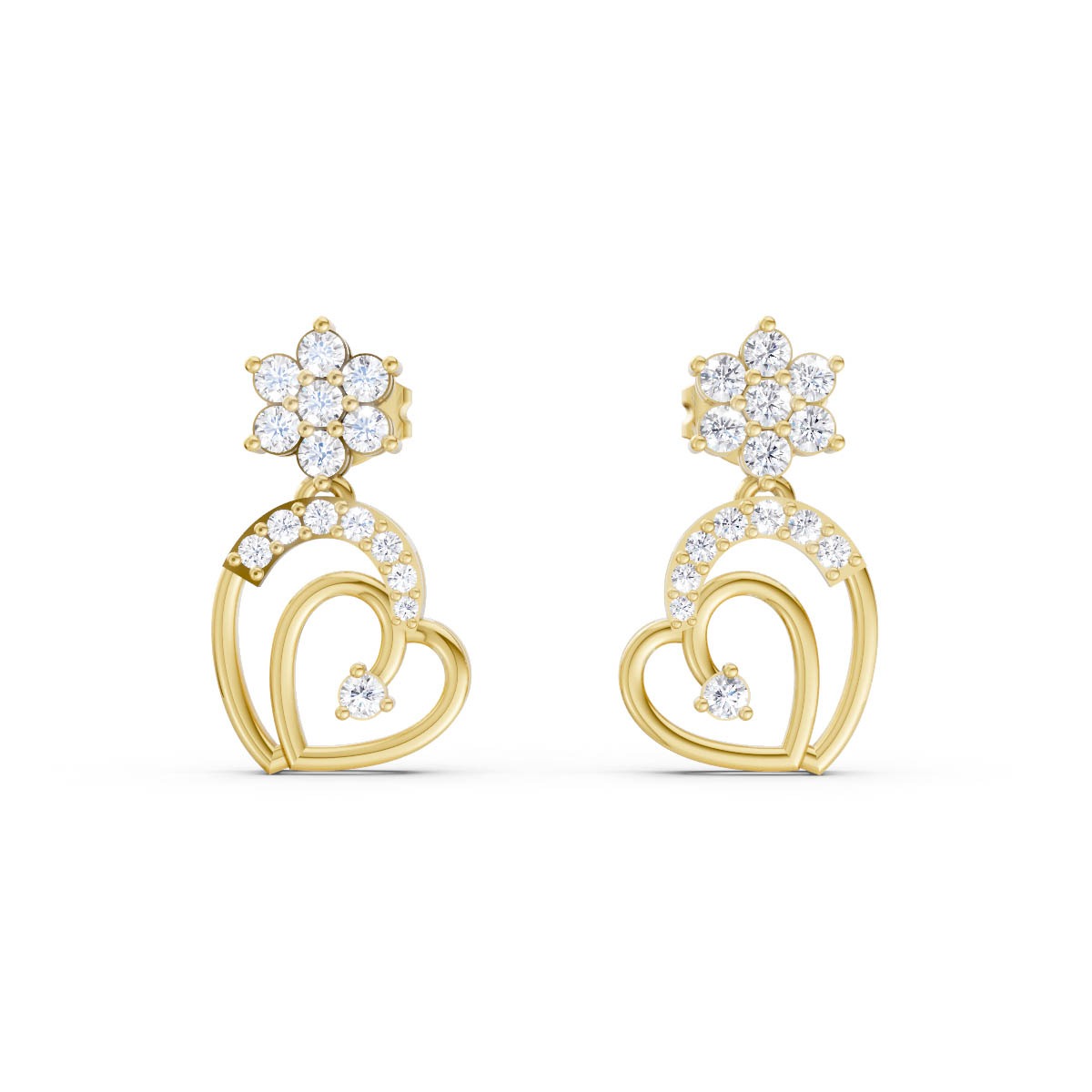 Elegant Diamond Heart Earrings